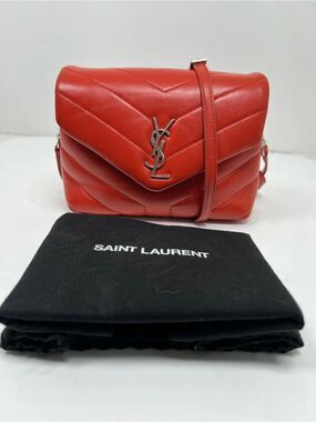 Saint Laurent YSL Puffer Toy Mini Crossbody Bag Quilted Leather Silver
